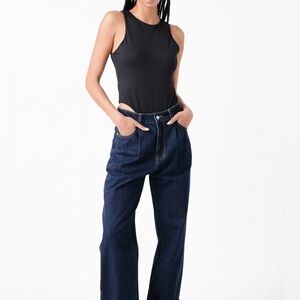 Grey Lab Solid Bodysuit Black Sleeveless Thong Small NEW With Tags Style RS644T